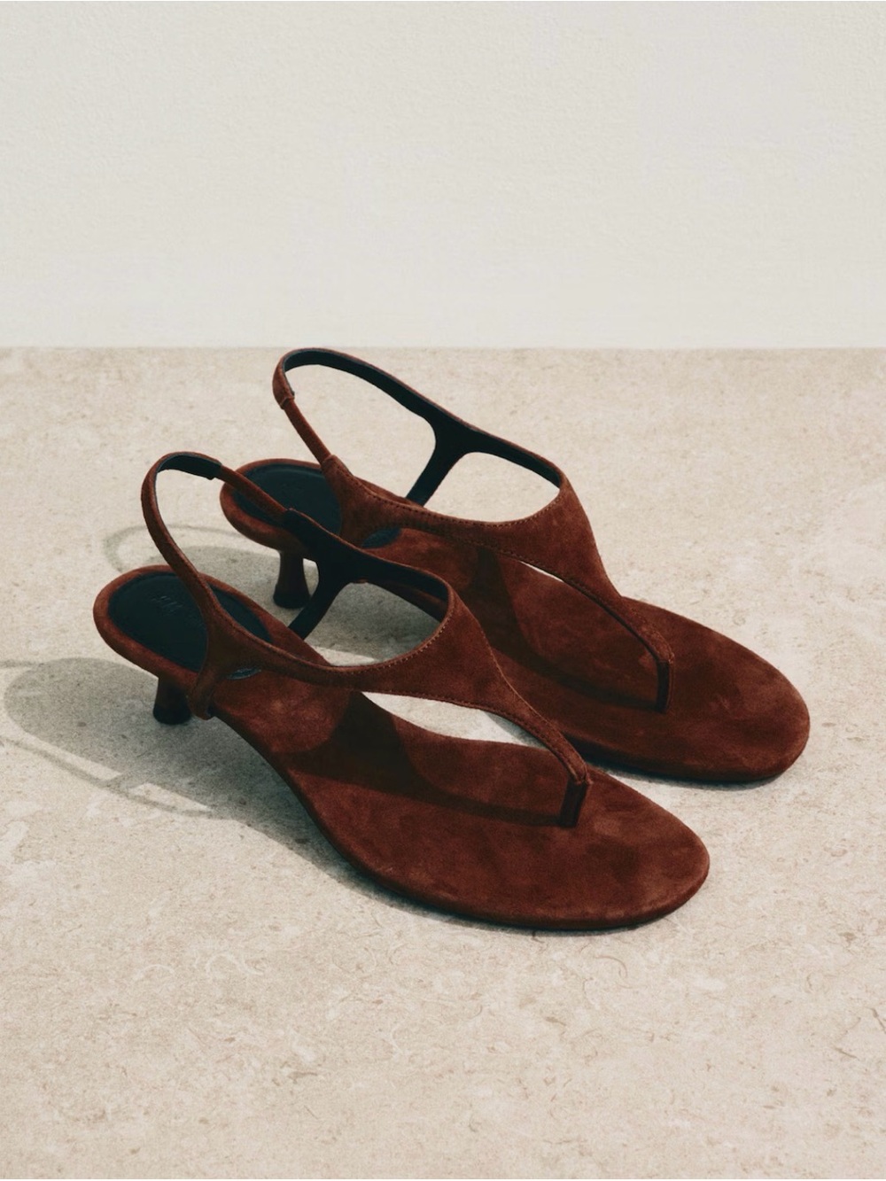 H&M Brown Suede Slingback Kitten Heel Sandals
